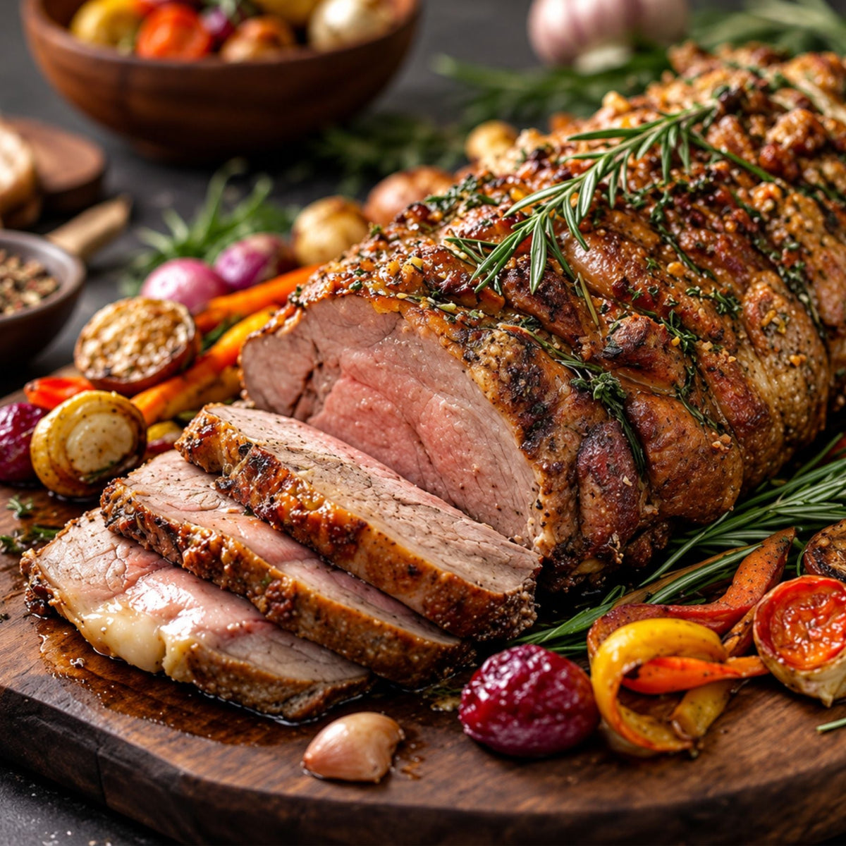Slow-Roasted Saffron Lamb Shoulder with Apples & Vegetables
