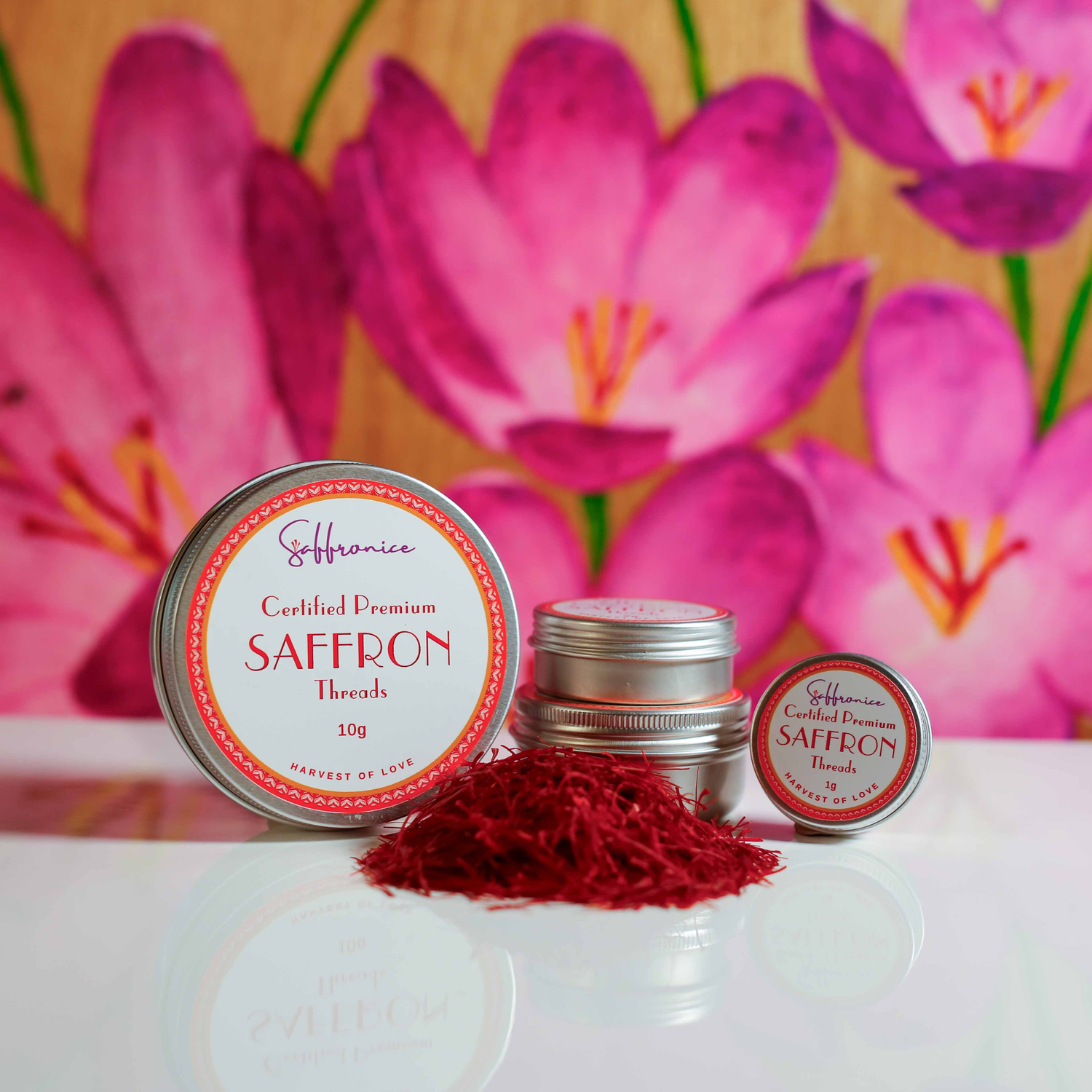 Bright red saffron threads