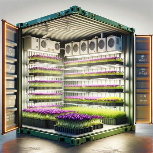 Inside of a container farm