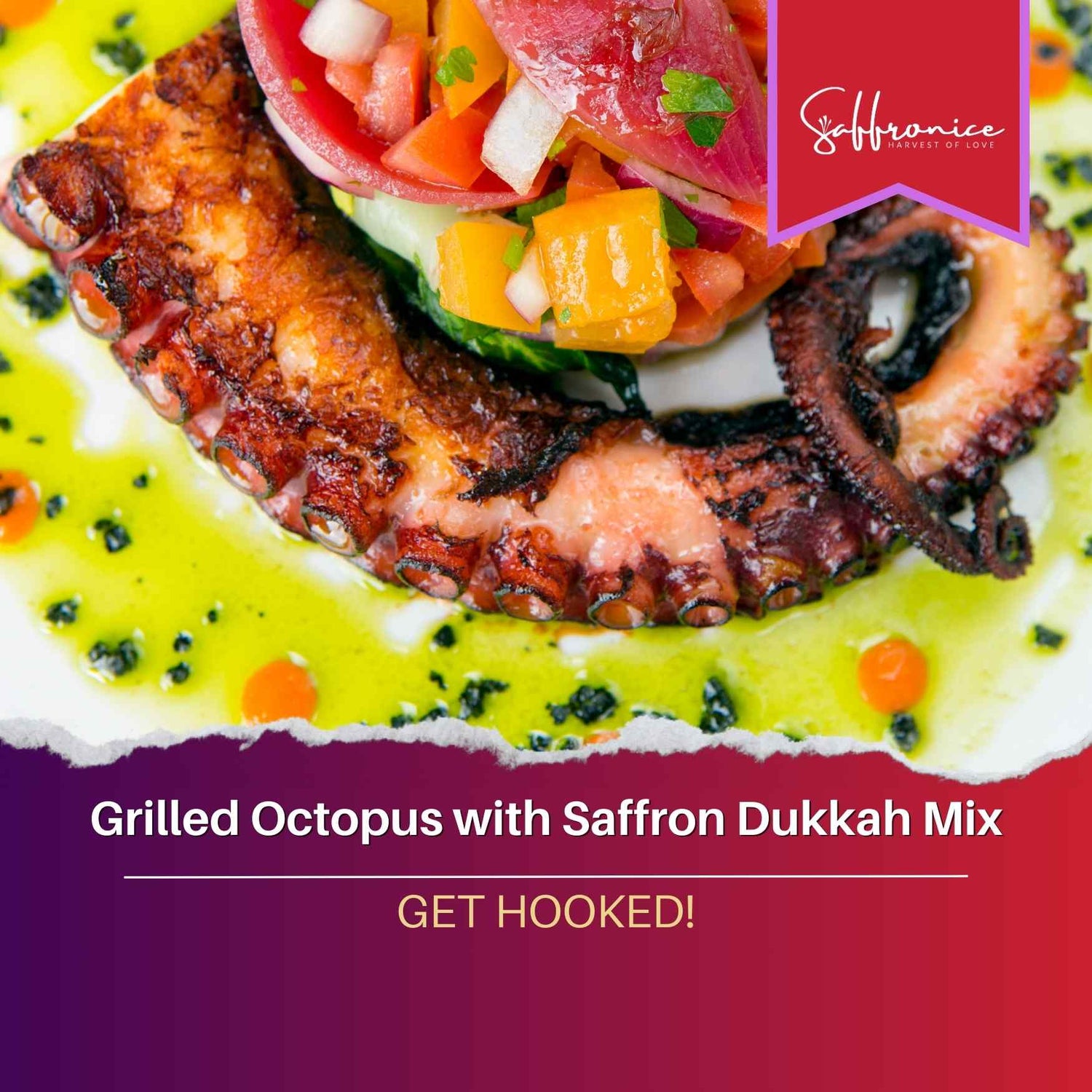 Grilled Octopus with Saffron Almond Dukkah