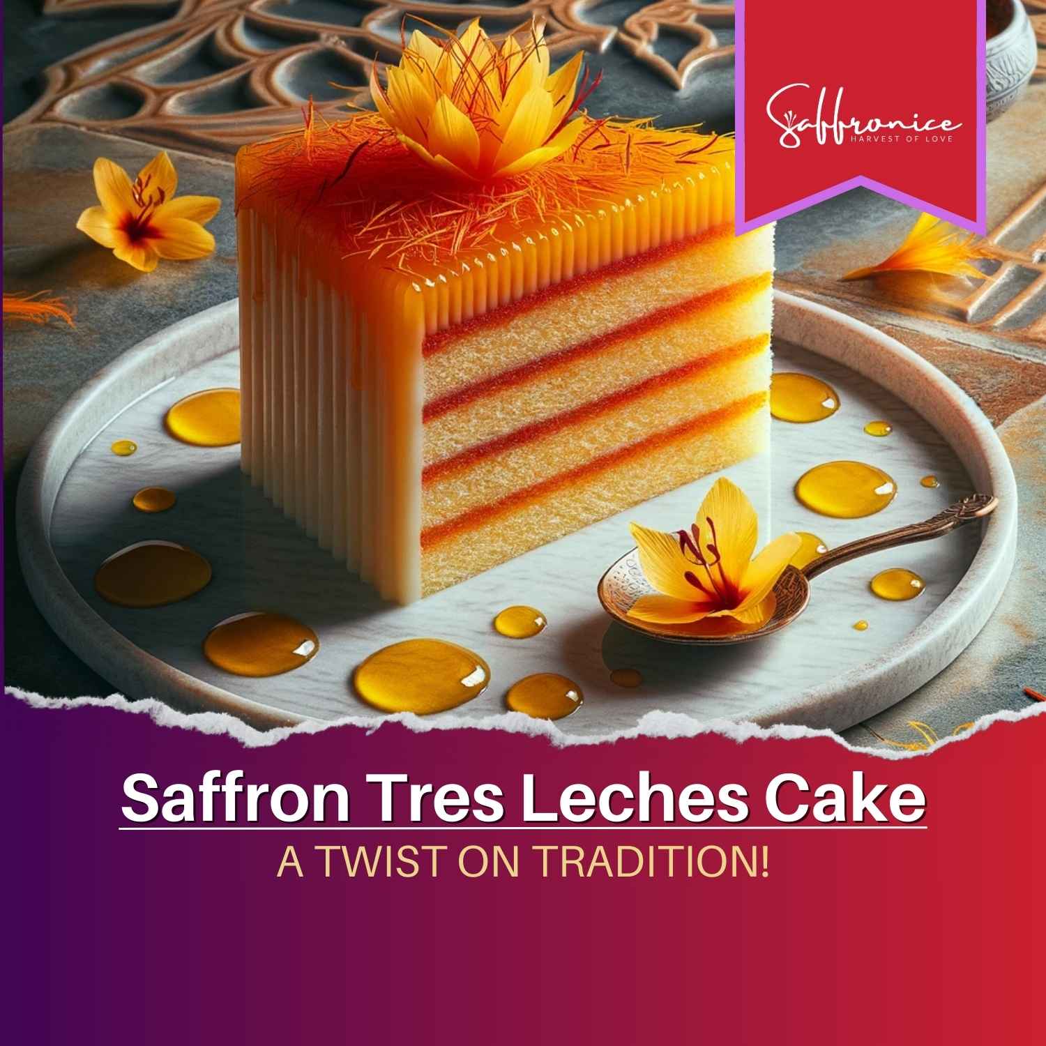Saffron Tres Leches Cake