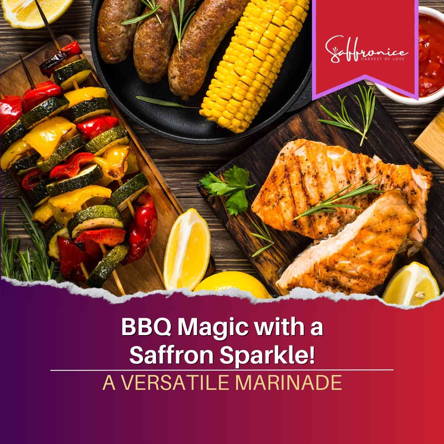 Grilled delights with saffron BBQ flavor