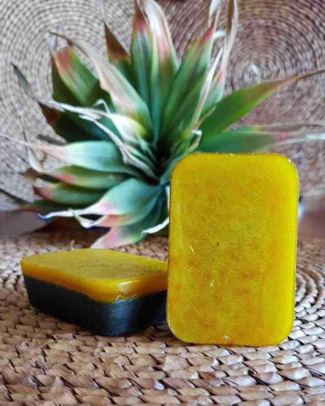 Charcoal Saffron Soap rectangular Shape